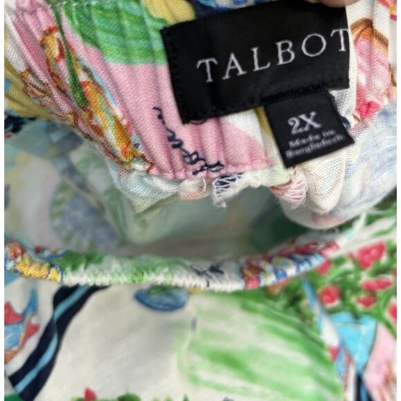 Talbots Linen Blend Colorful Lounge Pants Resort Wear Wide Leg Womens Size 2X - Picture 7 of 8